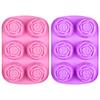 Rose Ice  Mold 6 Grids Rose Flower Silicone Mould Ice Tray Flower Ice Ball Mold  for  Cookies Chocolate Cake Molds Summer Drinks