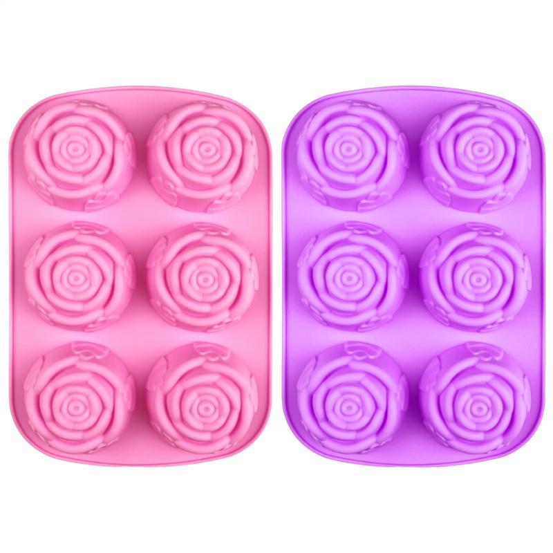 Rose Ice  Mold 6 Grids Rose Flower Silicone Mould Ice Tray Flower Ice Ball Mold  for  Cookies Chocolate Cake Molds Summer Drinks