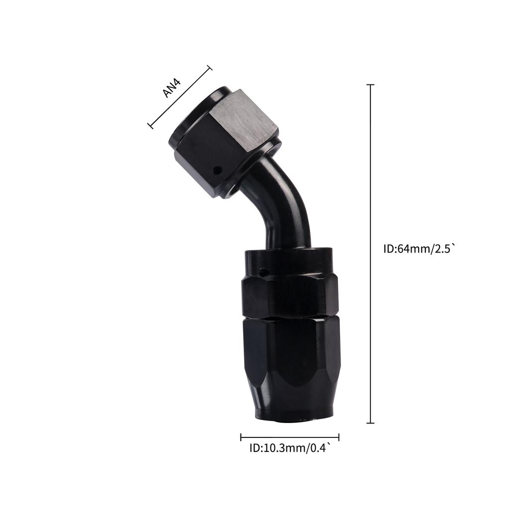 4/6/8/10/12 AN Hose Ends Fitting Aluminium Black AN Fittings Adapter Oil Fuel Pipe Reusable Fitting End 0/45/90/180 Degree