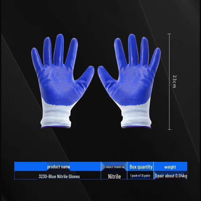 Breathable White Nitrile Cotton Work Gloves - Wear-Resistant, Thick, for Men & Women, Ideal for Auto Repair, Spring/Summer Use