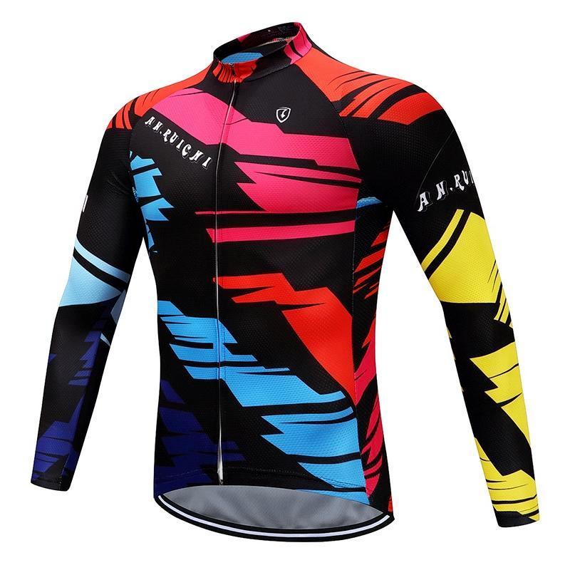 Riding Bicycle Jerseys Cycling Clothing Set Colorful Long Sleeve Black Bib Pants Bicycle Clothes Suit