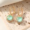 Fashion Round Dangle Earrings for Women New Golden Zirconia Drop Earring Wedding Party Jewelry Accessories
