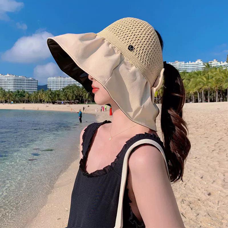 Sunscreen Hat Summer Female Sunshade UV Protection Empty Top Vinyl Shell Hat Large Brim Sunshade Face Outdoor Cycling Hat