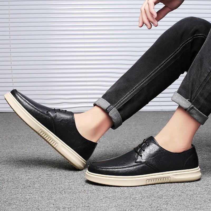 Fashion Genuine Leather men shoes lace up Breathable Casual Men oxfords  Shoes Man Moccasins Driving Brand men shoes Desginer