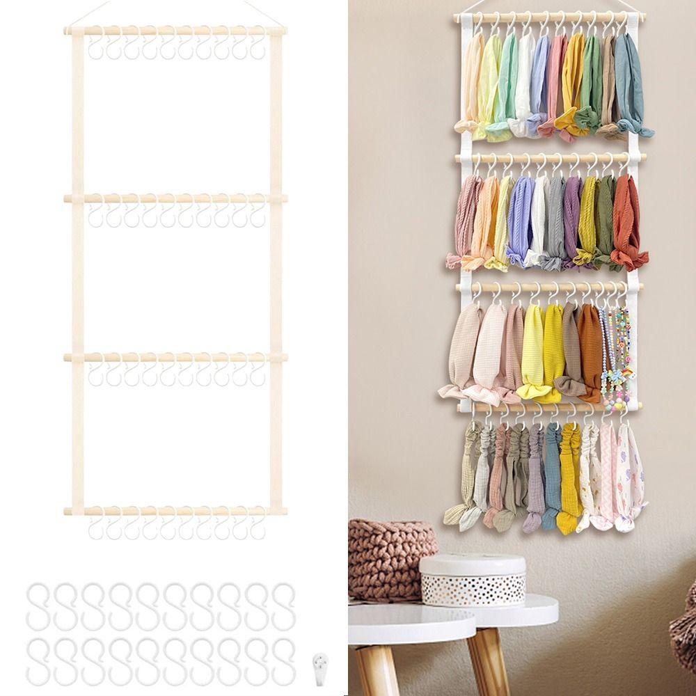1 Set Large Capacity Headband Holder Hook Up Wall Hanging Storage  Girls