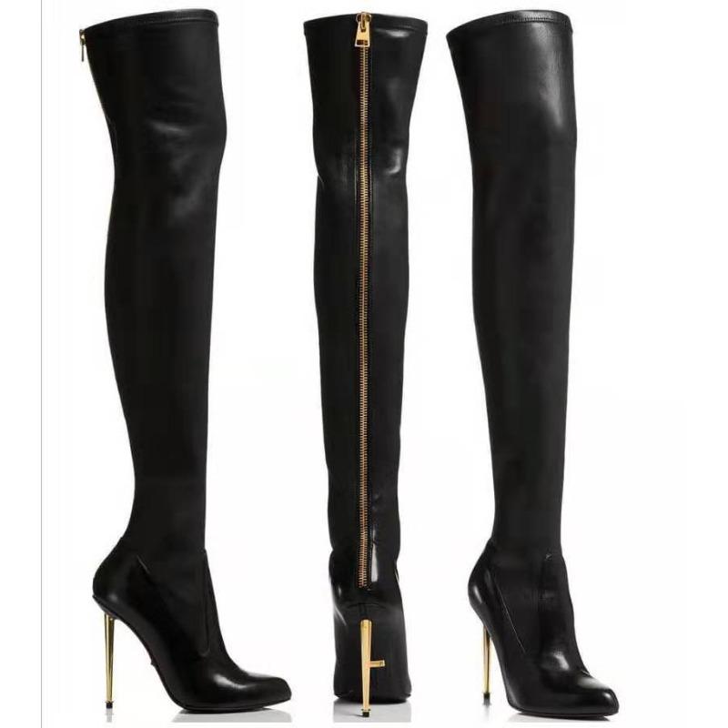 Big Size 34-43 Brand New Popular Lady Thin High Heels Boots Pointed Toe Thigh High Boots Women Party Sexy Shoes Woman 43 чёрный