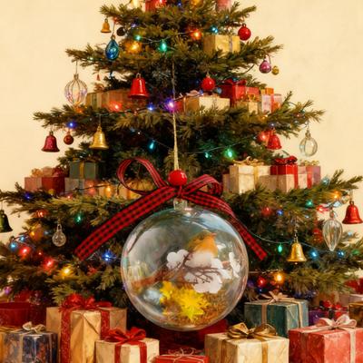 Yousheng Nature's Birds Ball Ornament 3D Animal Clear Plastic Ball Decoration Christmas Tree Memorial Gift for Bird Lovers