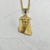 Religiöser Jesuskopf Anhänger Halskette Goldfarbe für Herren Hip Hop Schmuck Geschenk
