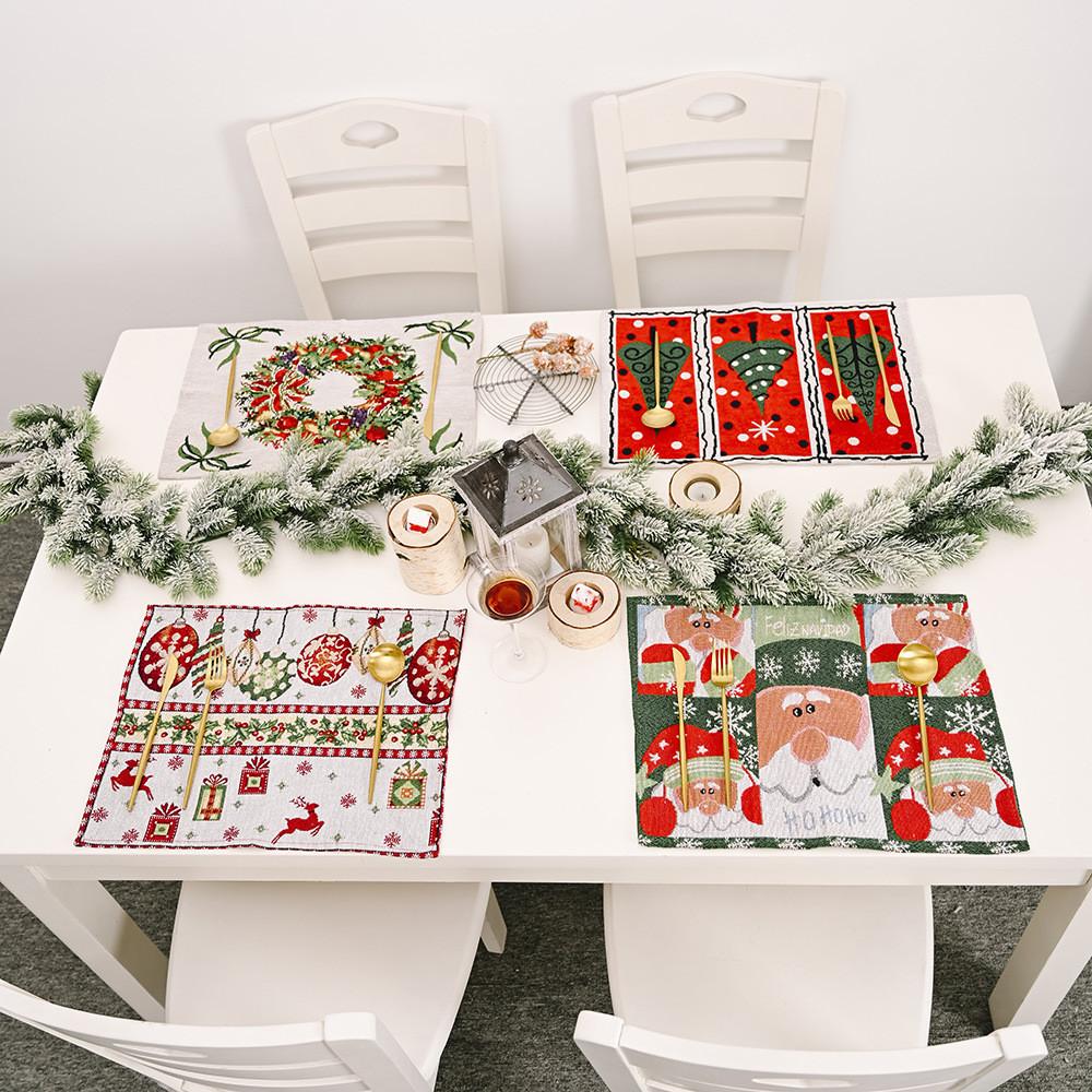 Creative Christmas Table Mats Featuring Colorful Knitted Fabric Designs For Festive Dining