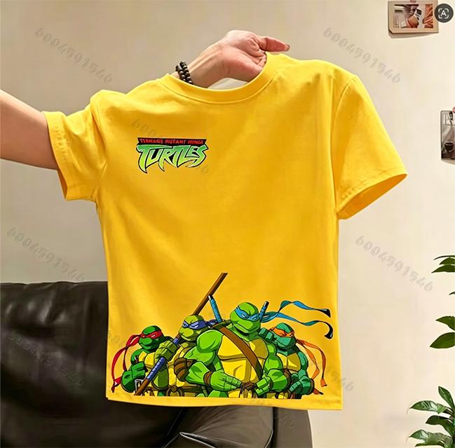 Latest hit product Ninja Turtles cartoon print childrens pure cotton Tshirt Soft and adorable top for children aged 312