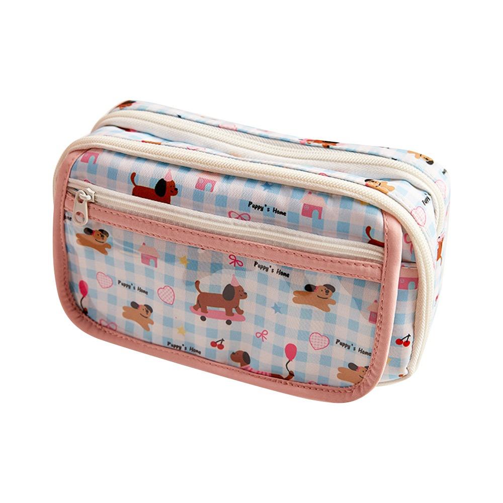 

Ins Cartoon Puppy Pencil Case Multi-function Large Capacity Pen Bag Student Stationery Flip Over Cosmetic Bag Student