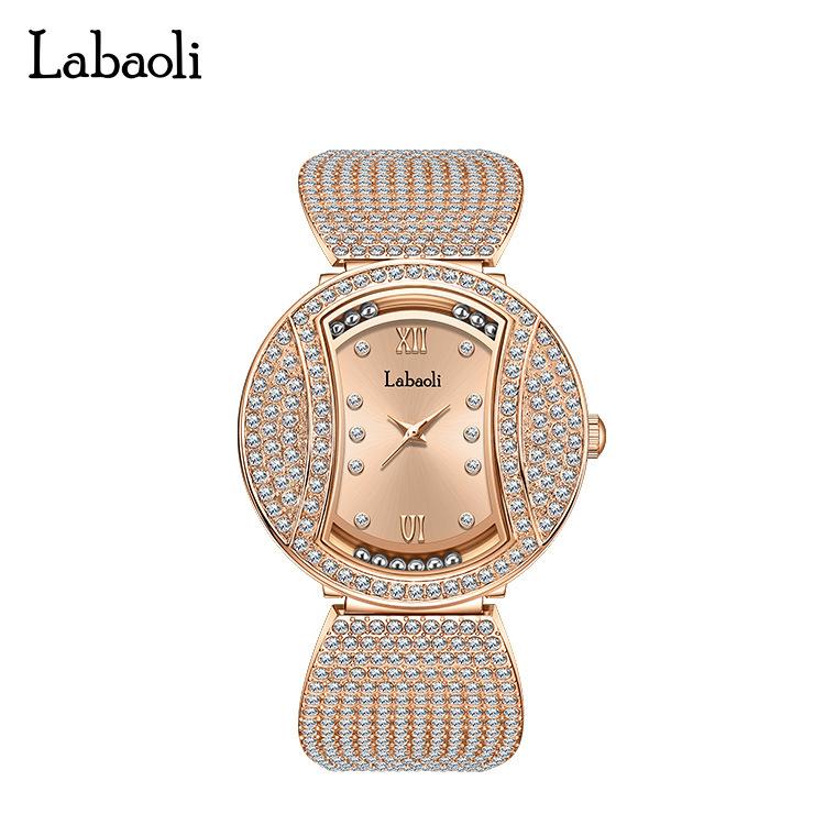 

Ladies Fashion Full Diamond Quartz Watch Special Shaped Dial Belt Jewelry Buckle Student Leisure Watch Female Explosion рожевий колір золота