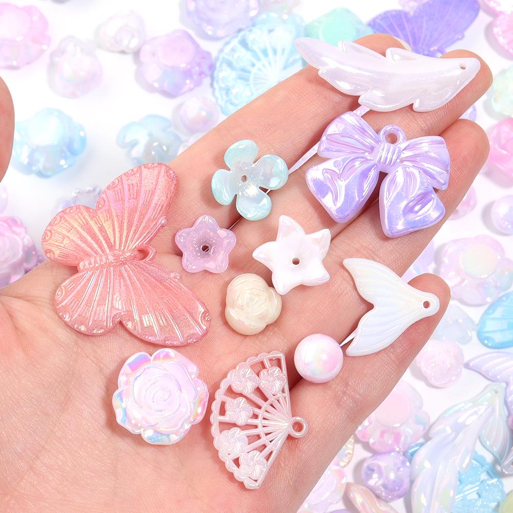 European & American Gradient Resin Beads: Random Styles for DIY Keychains & Mabe Imitation Pearls