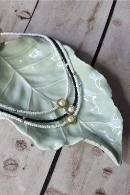 Handmade Beaded Choker with White Pearl