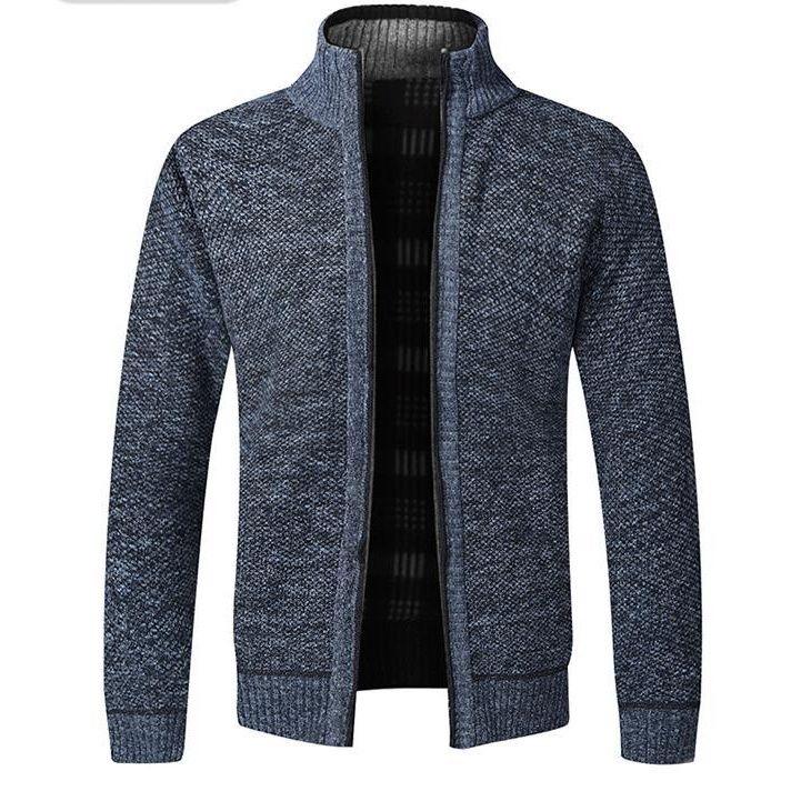 Autumn Winter Warm Cardigan Men Fleece Sweaters Full Zip Jackets Slim Fit Luxury Brand Knitted Sweater Coat American Jersey