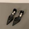 Fashion SUOJIALUN Spring New Women Sandal Fashion Pointed Toe Shallow Ladies Elegant Slingback Shoes Thin Low Heel Outdoor Dress Pumps
