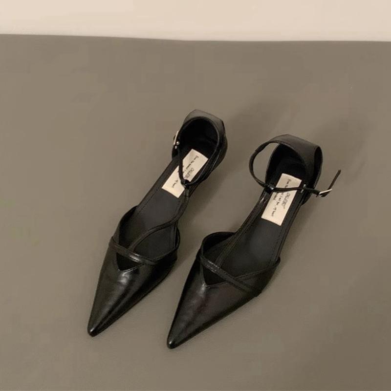 Fashion SUOJIALUN Spring New Women Sandal Fashion Pointed Toe Shallow Ladies Elegant Slingback Shoes Thin Low Heel Outdoor Dress Pumps