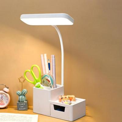 Desk Lamp Gift Pen Holder Eye Protection Rechargeable LED Night Light Student Dormitory Bedside Reading Lamp Storage Drawer Desk Lamp