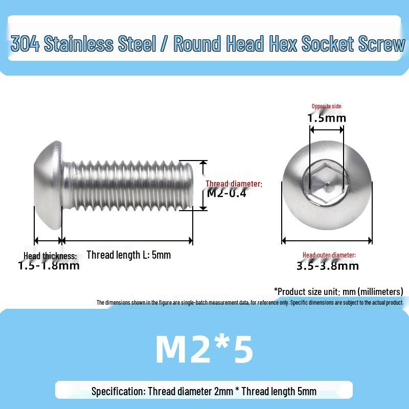 304 Stainless Steel Mushroom Head Hexagon Screw M2-M6
