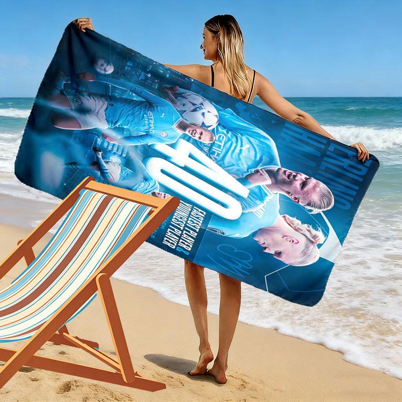 Asciugamano da Spiaggia con Stampa Eterna di Haaland, Asciugamano Grande Morbido Asciugatura Rapida per Spiaggia Campeggio Nuoto