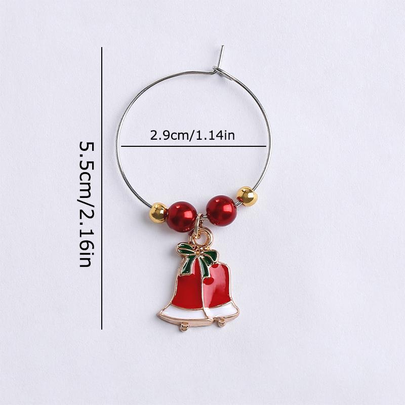 1/10 ks Prsten Svátky Kreslený Tvar Kreativní Víceprvkový Jemný Cyklus Vánoce Slitina Zinku Značka na Sklenici Identifikátor Nápoje Dekorace na Sklenici na Víno