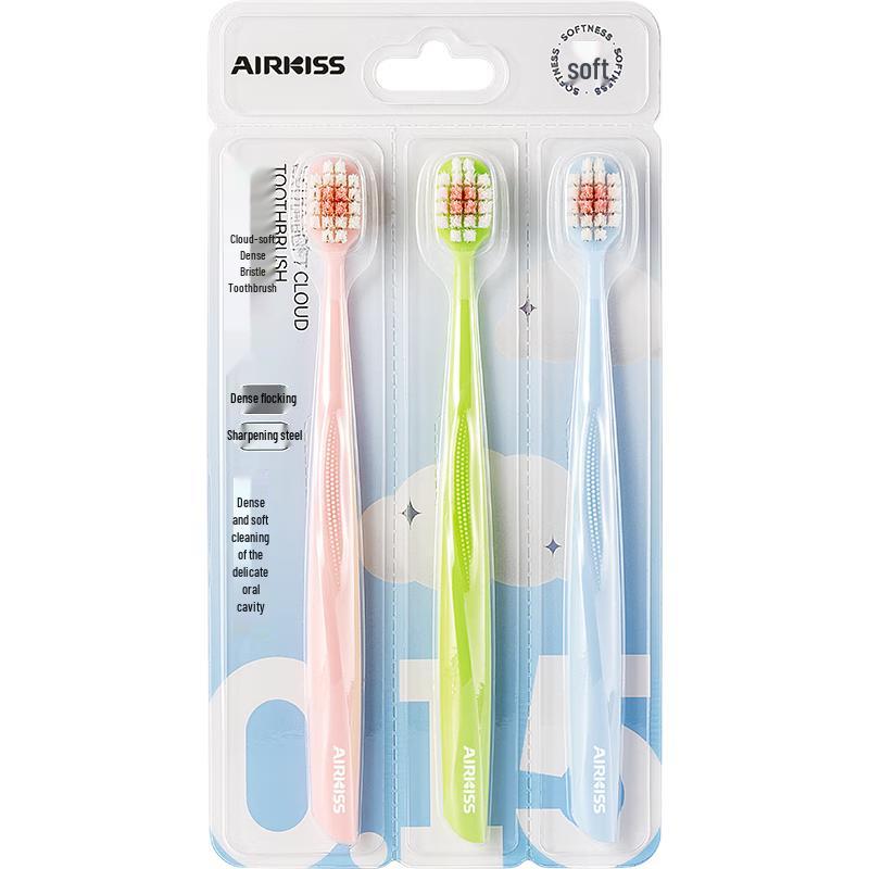 

AIRKISS Wide Head Soft Bristle Toothbrush 3-Pack
