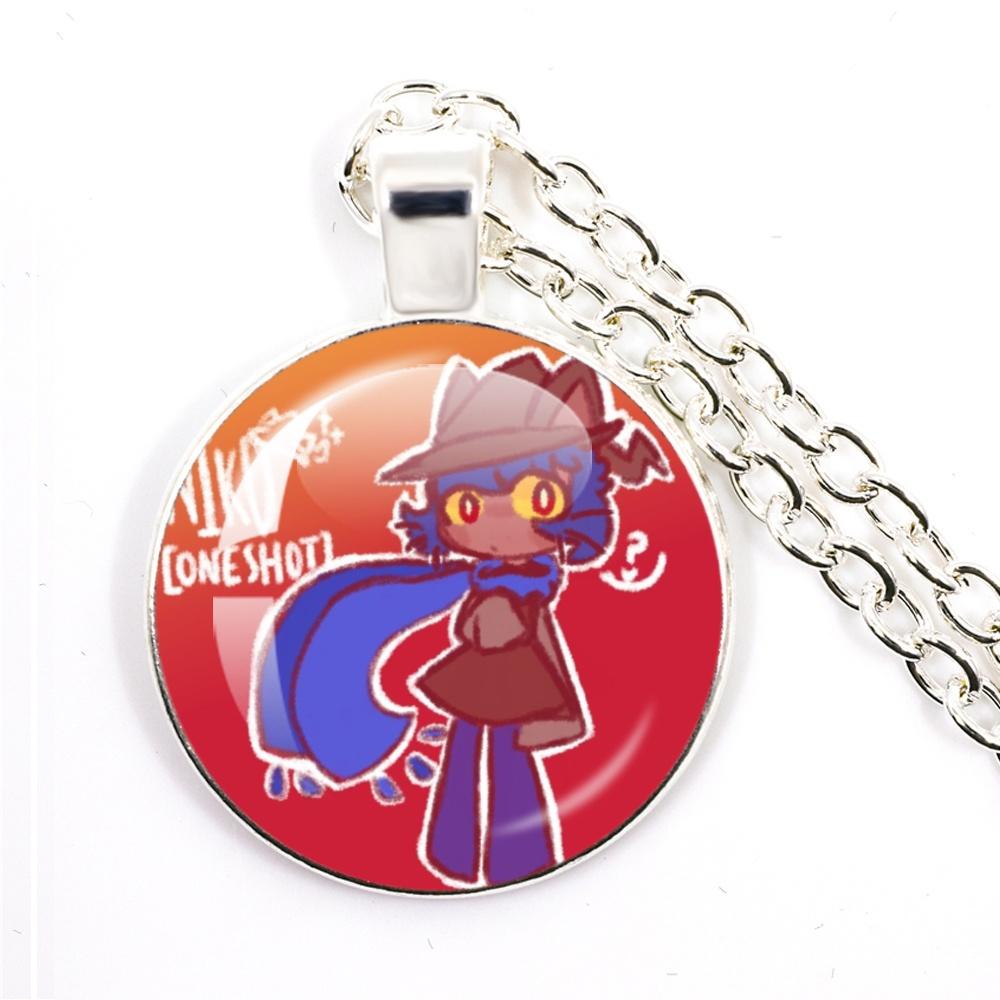 Niko Oneshot Necklace Anime Creative Cartoon Niko Pancakes Glass Cabochon Pendant Necklace Charm Jewelry Gift Jewelry