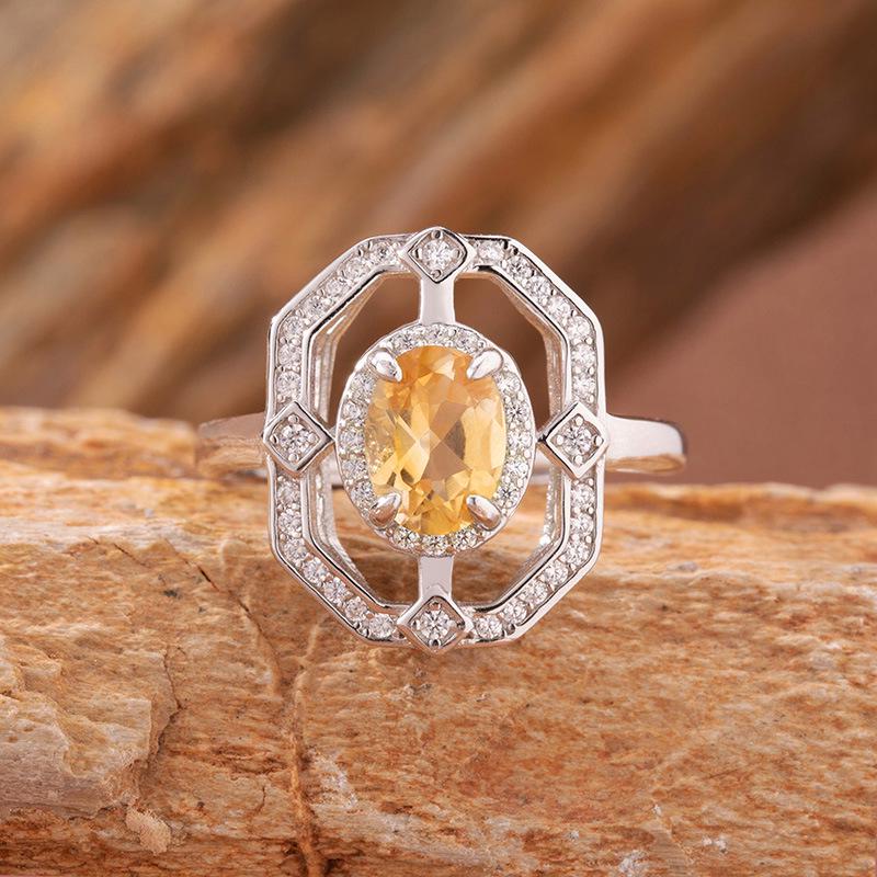 Women's S925 Silver Ring Set with Sapphire, Topaz, Peridot, and Aquamarine Gemstones - European and American Style.