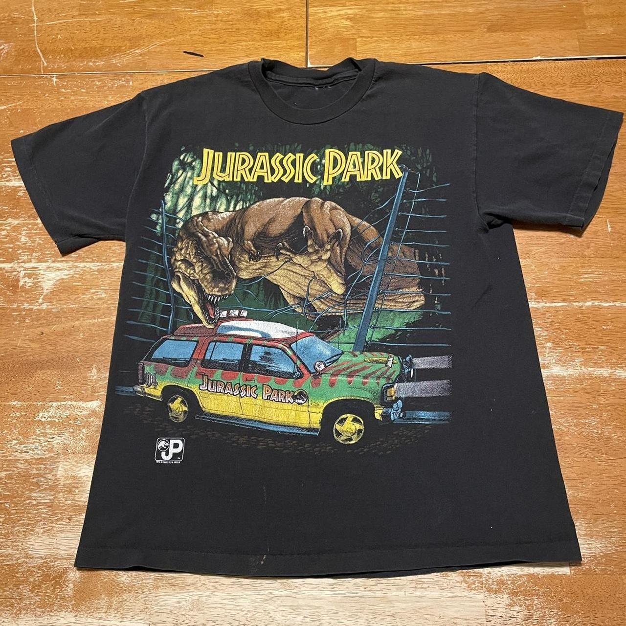 Vintage 1990s Jurassic Park Movie Black Short Sleeve Unisex Shirt KH17213 XL