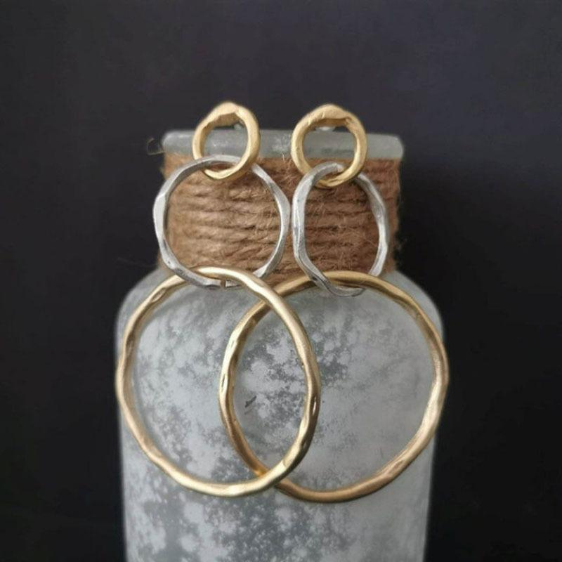 Серьги-кольца с ажурным узором из трех колец 1 pair