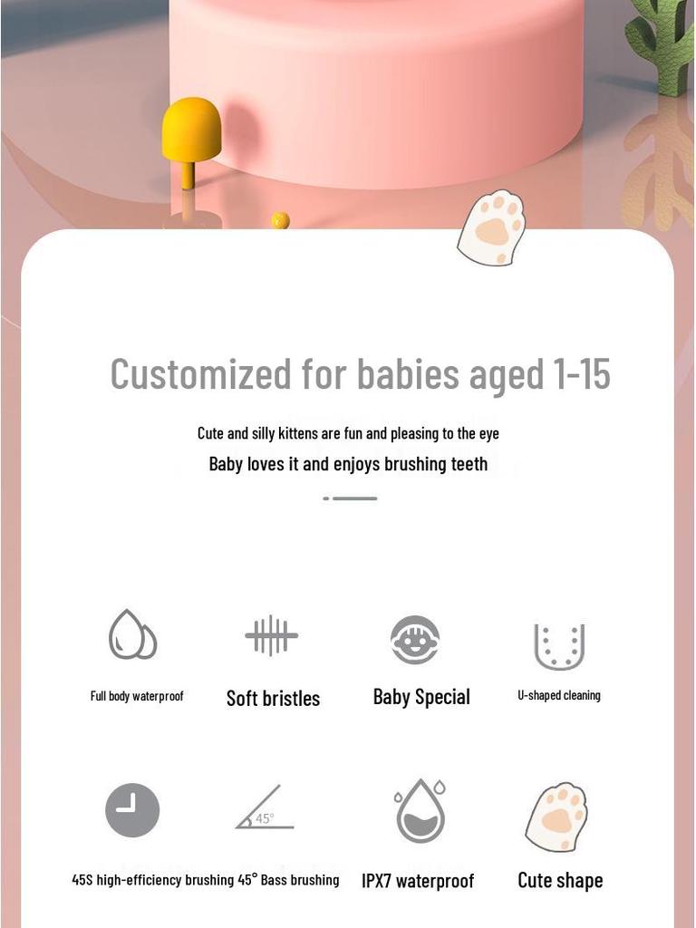 Popular U-Shaped Kids' Electric Toothbrush with Soft Silicone Bristles, Waterproof & Rechargeable