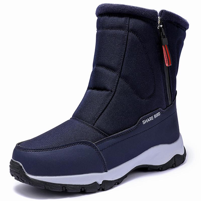 Fashion Snow Boots For Men Women Plush Warm Winter Boots Side Zipper Outdoor Hiking Shoes Cotton Boots Non-Slip Men Ankle Boots