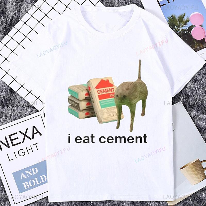 Funny Cat Cement T-shirt L