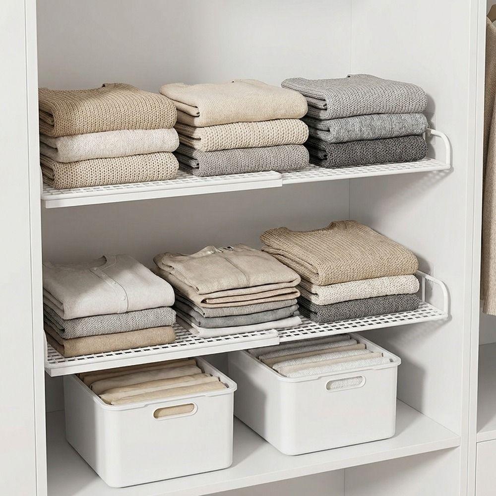 Adjustable Expandable Cabinet Sorting Board No-Drill Telescopic Closet Shelf Pantry