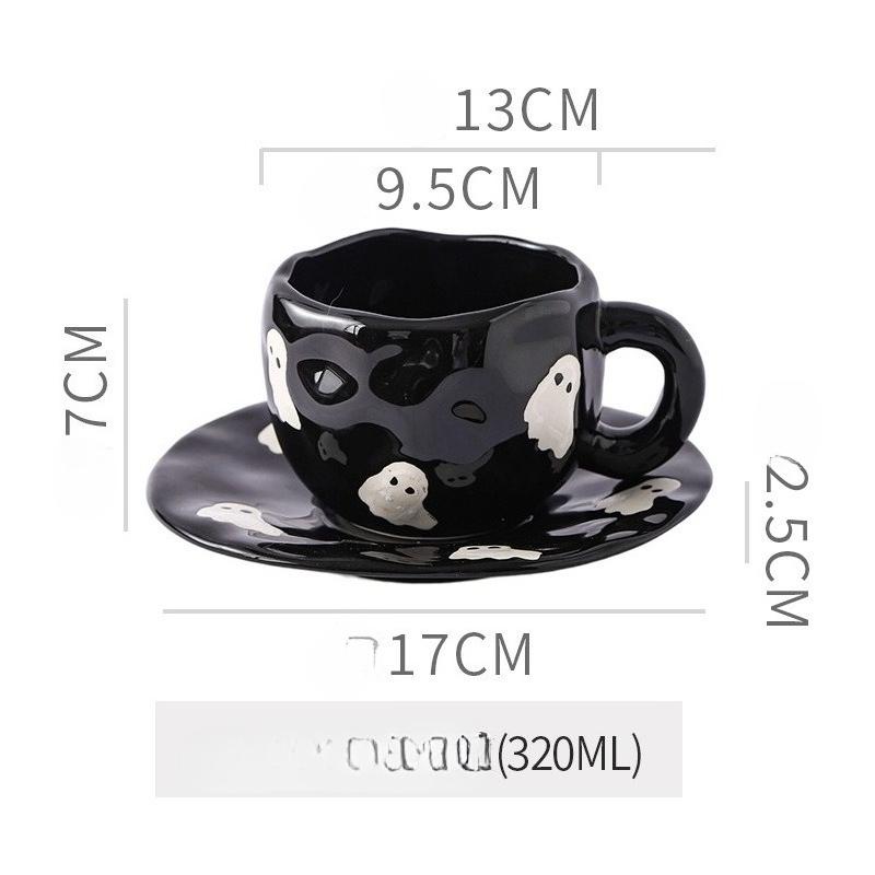 Creative Halloween Ceramic Mug Disc Set Household Kitchen Coffee Cup Plates Pumpkin Bat Milk Oat Breakfast Cup Set Festival Gift