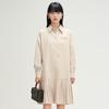 Women's Lapel Pleated Long-Sleeve Dress