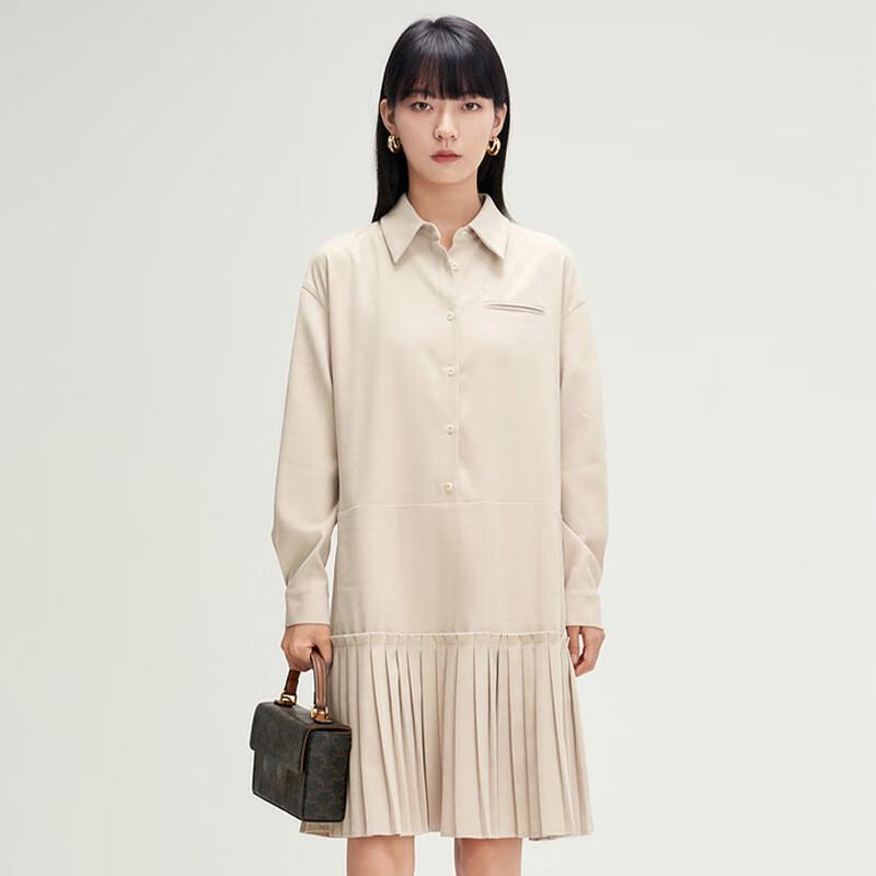 

Women s Pleated Long-Sleeve Midi Dress M
