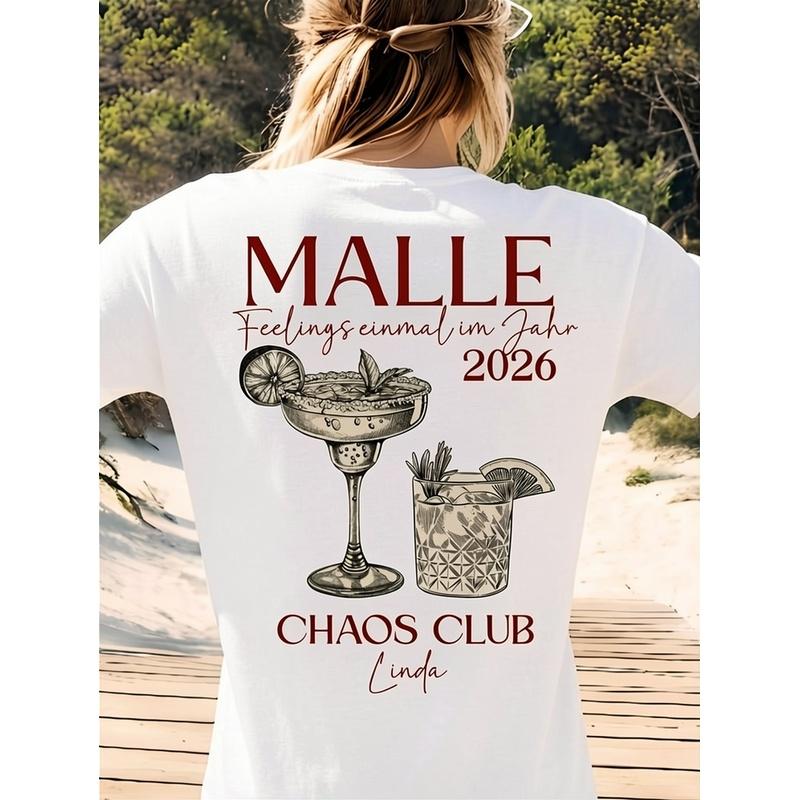 2026 Malle T-Shirt with a Back Print, 2025 Shirts, Mallorca Shirts, Beer-Themed Shirts, Drinking Shirts, Group Shirts for Summer Girls' Trips