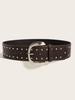 Punkinspired Faux Leather Belt With Rivets And Silver Buckle For Outfits Casual