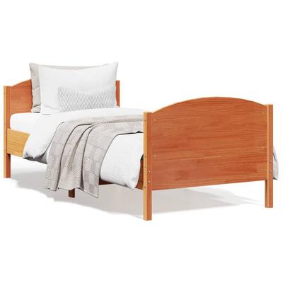 Vidaxl Bed Frame Without Mattress, Waxed Brown, 75X190 Cm, Pine