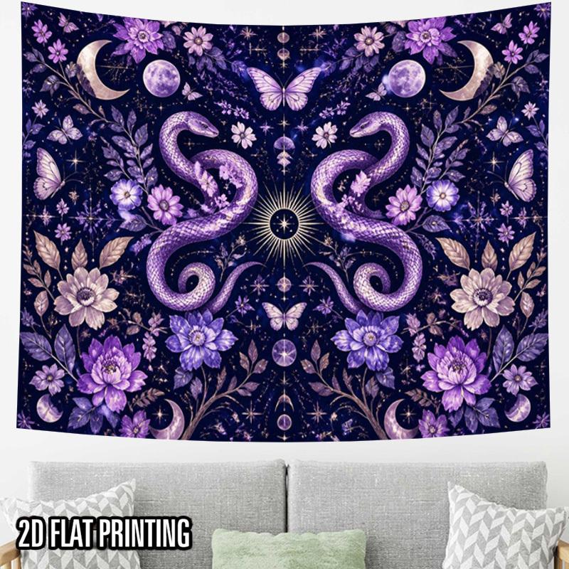 2D Flat - 2D Flat - 2D Flat Print 1pc Tapestry Purple Moon Serpent Tapestry Mystical Fantasy Wall Hanging Themed Party Banner Suitable for Family Part
