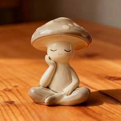 Zen Meditation Pilzskulptur Harz Pilzfigur für Wohnzimmer Home Office Schreibtisch Terrasse Gartendekor
