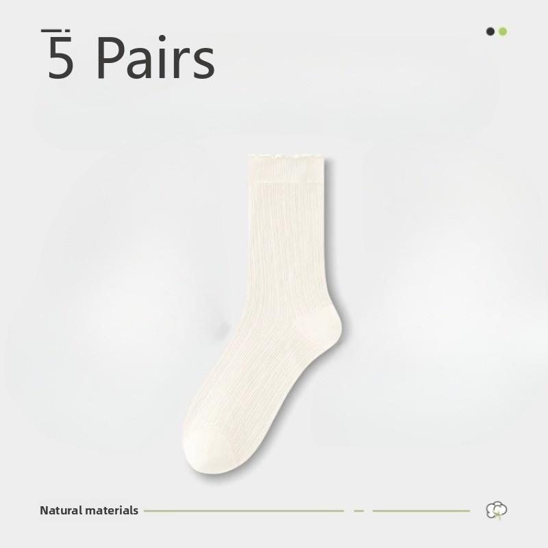 5 Pairs of Women Spring and Summer Ultra Thin Transparent Mesh Breathable Tube Ice Socks