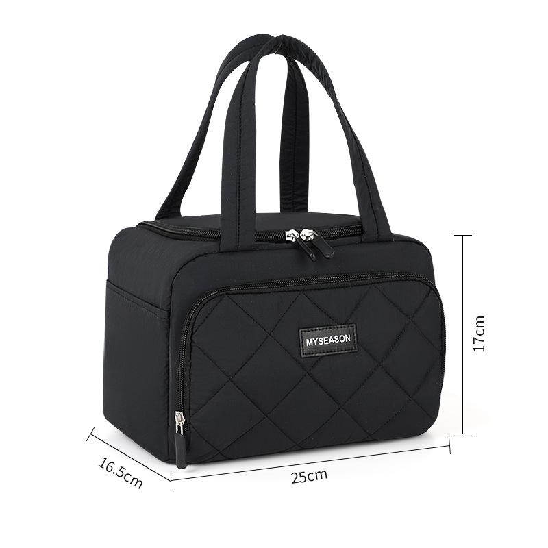 Colorblock Large Capacity Insulated Crossbody Lunch Bag with Thick Aluminum Foil