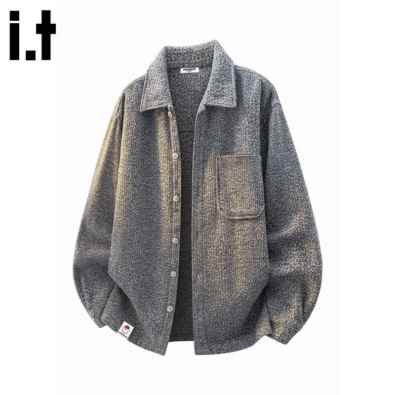 CHOCOOLATEit Men's Retro Lapel Knit Cardigan Shirt