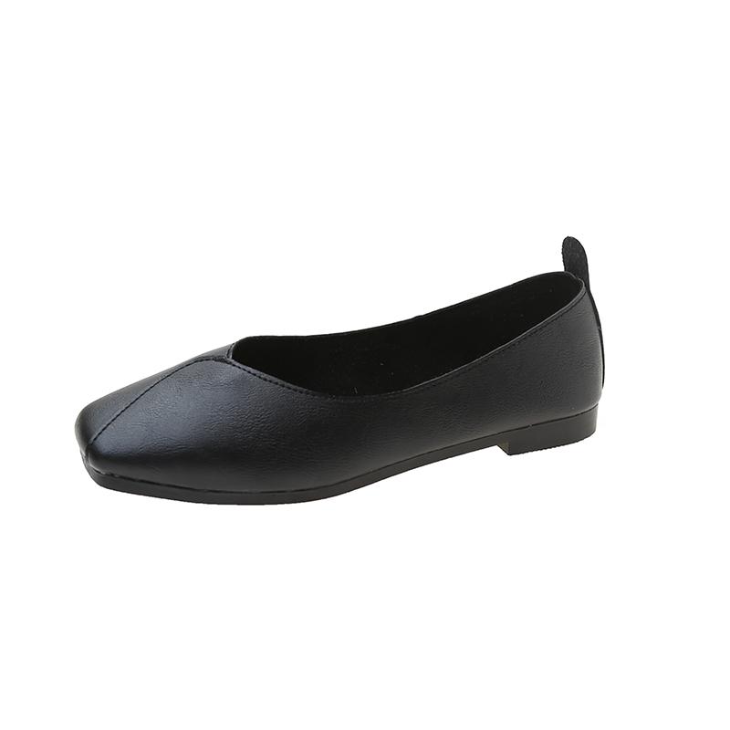 Women Spring Autumn Square Toe Flat Bottom Low Upper Shoes Slip On Breathable Walking Ladies Fashion Shoes