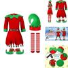 Christmas Costume For Kids Long Sleeve Red Spandex 7-piece Set