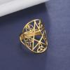Dawapara Coexist Spiritual Symbols Adjustable Ring Good Luck Amulet Peace Unity Religious Dharma Wheel of Life Stainless Steel