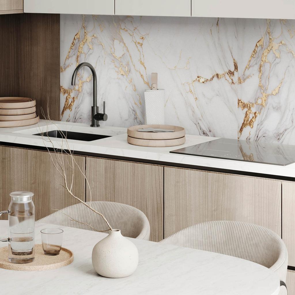 Self-Adhesive Vinyl Panel With Decorative Print 120X60 Cm Elegant Marble With Veins