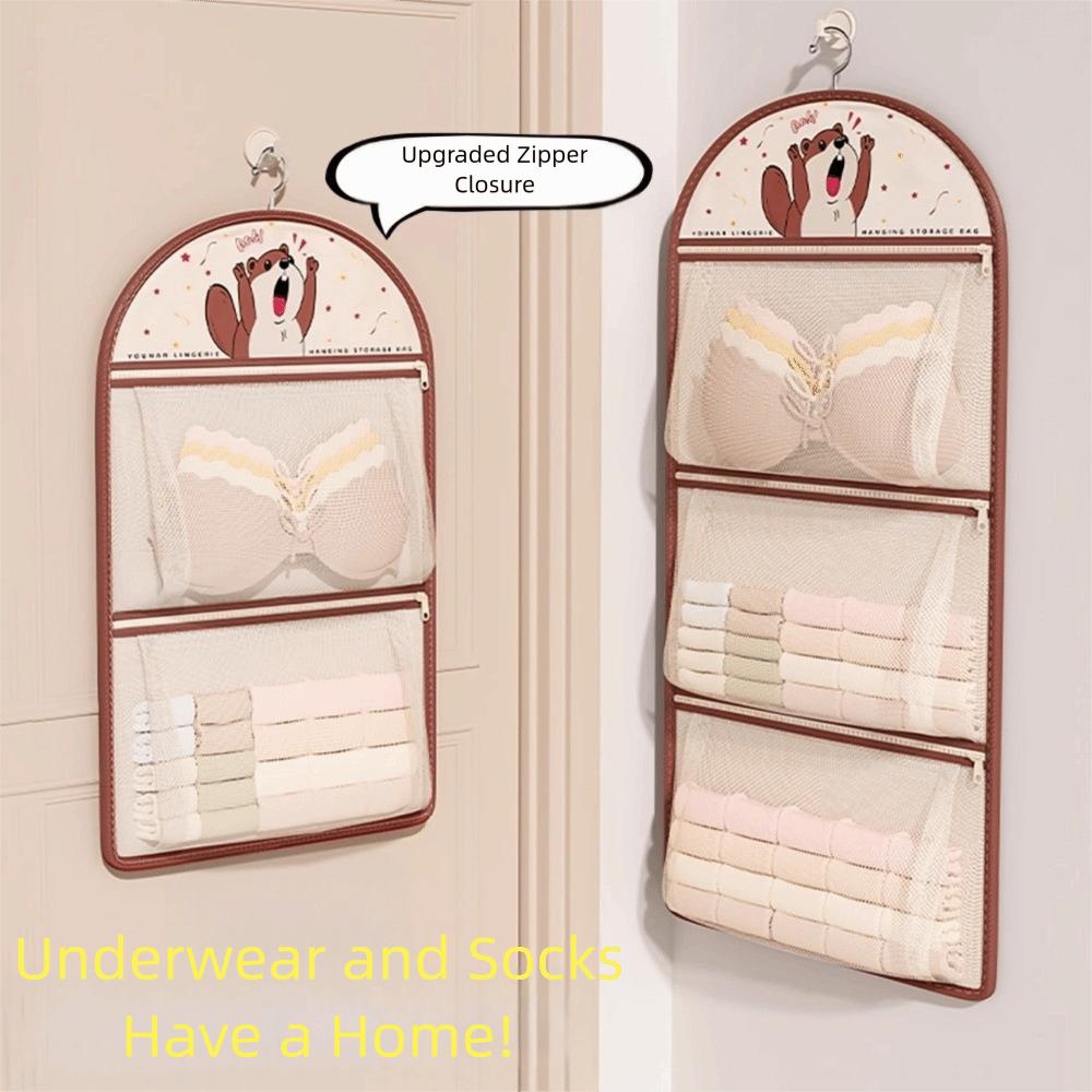 with Hanger Foldable Clothing Hanging Bag Large Capacity Net Bag Wardrobe Organizer